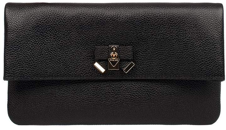 Michael Kors Black Everly Hammered Leather Clutch - BLACK - STYLE