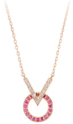 SABINE GETTY Baby Memphis V Round Diamond & Pink Sapphire Necklace