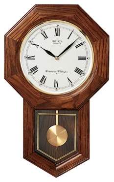 Silencer Octagon Wooden Wall Chime Clock