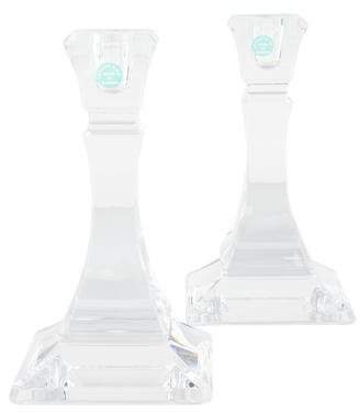 Pair of Square Crystal Candlesticks