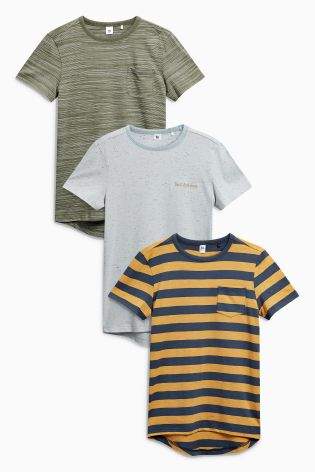 Boys Multi Textured T-Shirts Three Pack (3-16yrs) - Green