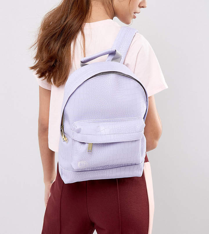 – Exklusiver, kleiner Rucksack in Kroko-Optik, Lila