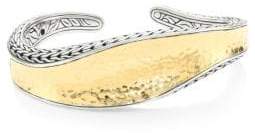 Classic Chain Hammered 18K Gold & Silver Cuff