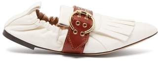 Chloé Fringed Leather Ballet Flats - Womens - Tan White