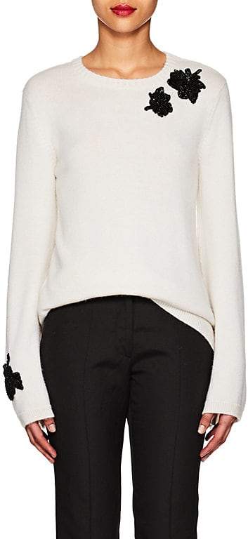 WOMEN'S FLORAL-EMBROIDERED CASHMERE SWEATER
