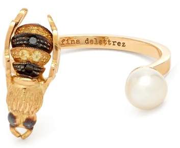 Diamond, pearl & yellow-gold ring