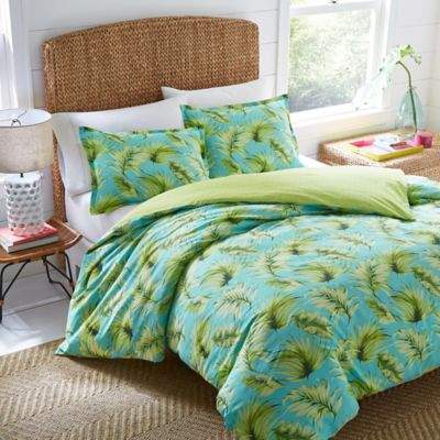 Nine Palms Palm Cove Reversible King Comforter Set in Turquoise/Aqua