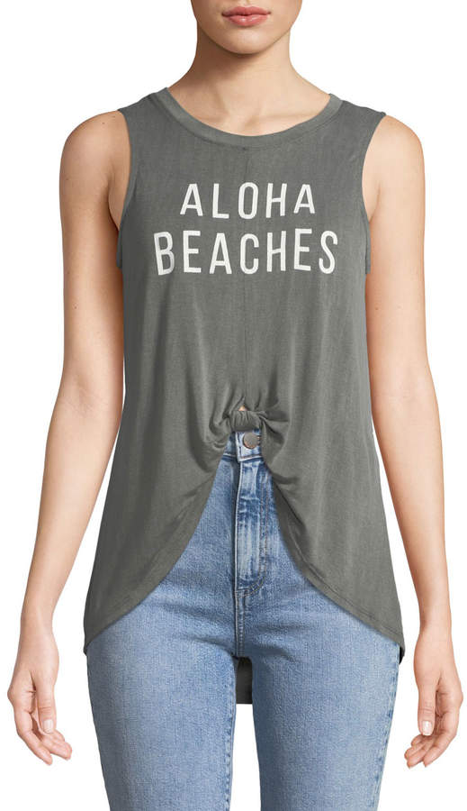 Knit Riot Aloha Tie-Front Muscle Tee
