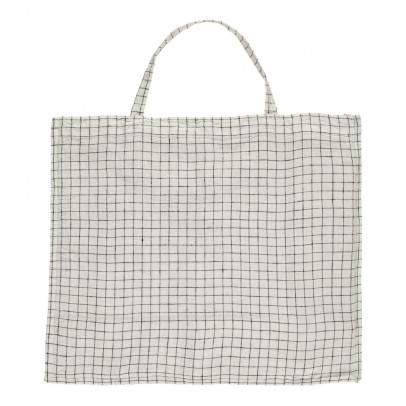 Linge Particulier Giant Black/White Checked Washed Linen Tote Bag