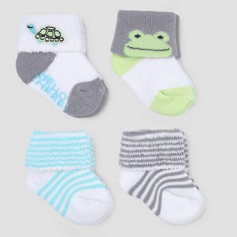 Just One You made by carter Baby Boys' 4pk Terry Cuff Socks - Just One You® made by carter's Mint/Gray 0-3M