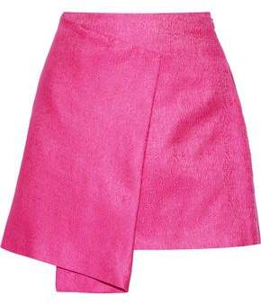 Wrap-Effect Cotton And Silk-Blend Mini Skirt