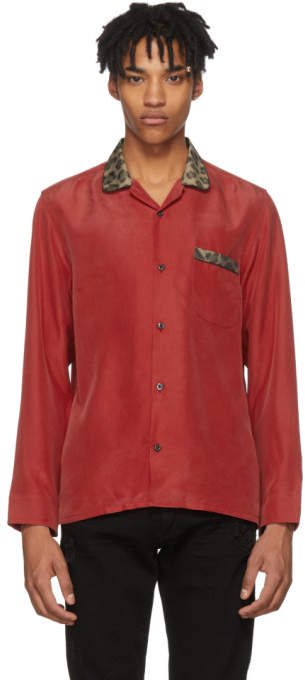 Cobra S.c. Ssense Exclusive Red Silk Leopard Cabriolet Shirt