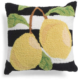 16x16 Hand Hooked Lemon Pillow