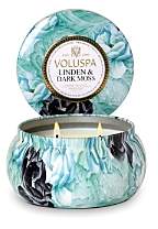 Two Wick 11 oz. Metallo Candle, Linden & Dark Moss