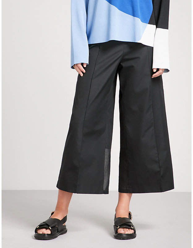 Tenzone wide-leg mid-rise cotton trousers