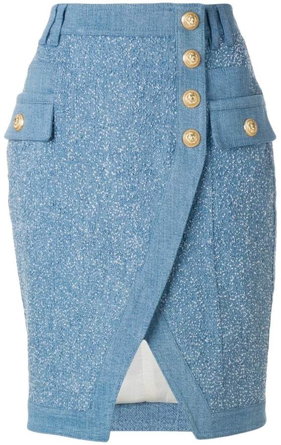 embossed-button skirt
