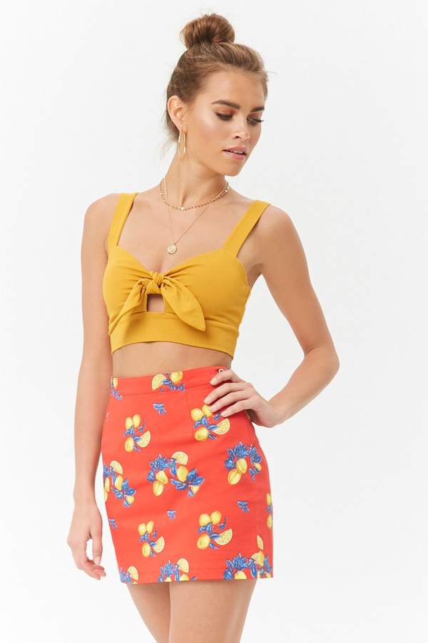Lemon Print Mini Skirt
