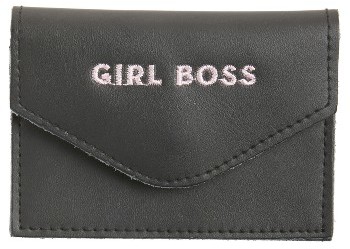 Girl Boss Leather Card Holder - Black