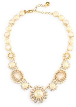 Simulated Faux Pearl and Crystal Necklace