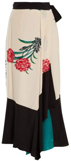 Farren floral-print silk crep-de Chine skirt