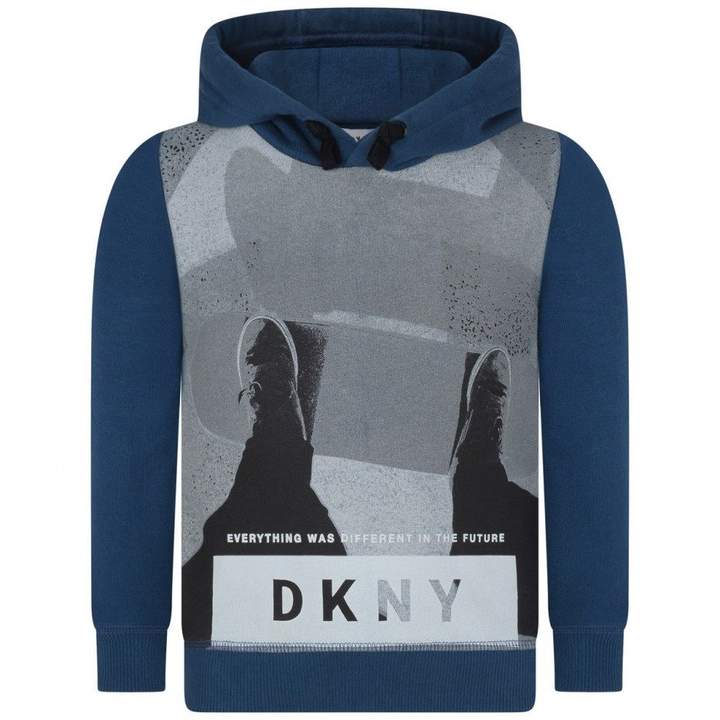 DKNYBoys Blue Skateboarder Hooded Sweater