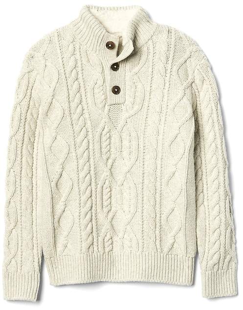 Cable-knit mockneck sweater
