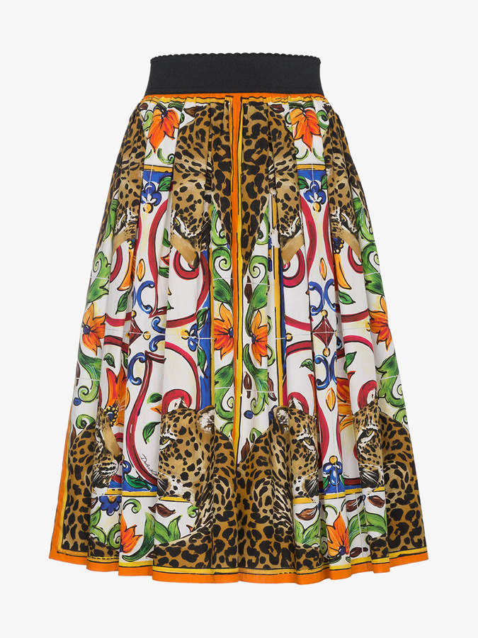 Majolica and Leopard Print Circle Skirt