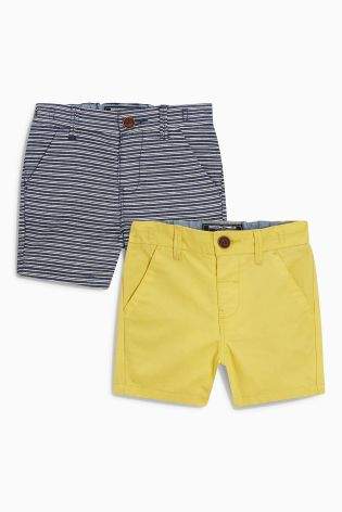 Boys Navy/Yellow Chino Shorts Two Pack (3mths-6yrs) - Blue