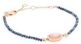 Diamond, Rose Quartz, Mother Of Pearl Doublet, Blue Silverite & 14K Rose Gold Bracelet