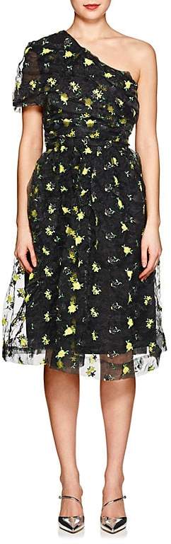 Jourden Women's Embroidered Organza One-Shoulder Midi-Dress