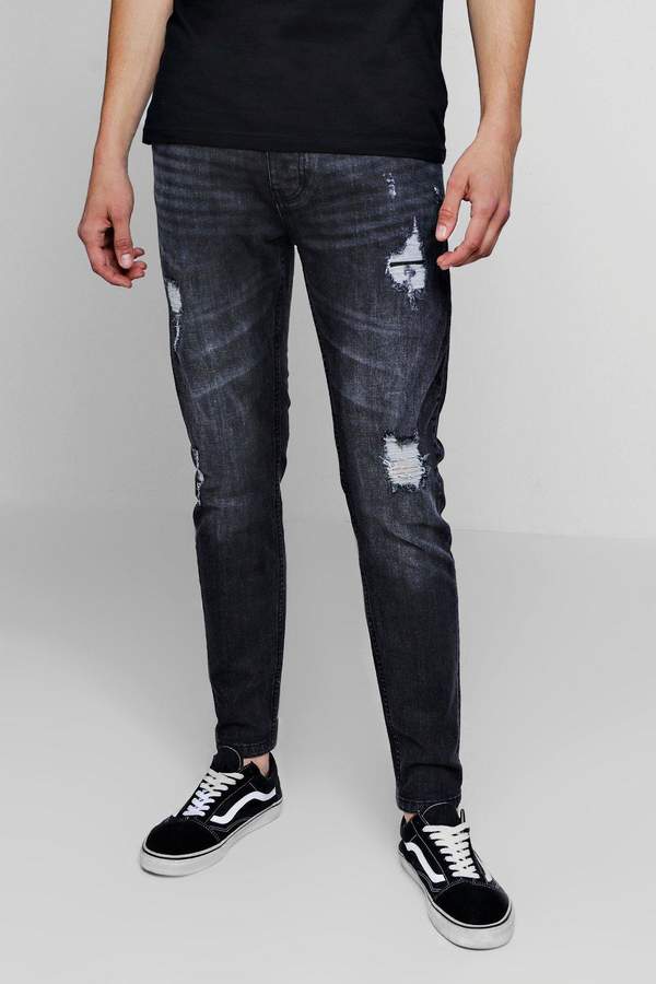 Skinny Fit Jeans With Rip And Repair Detail