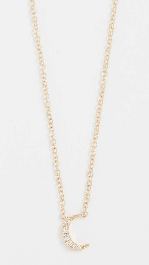 14k Gold Diamond Moon Necklace