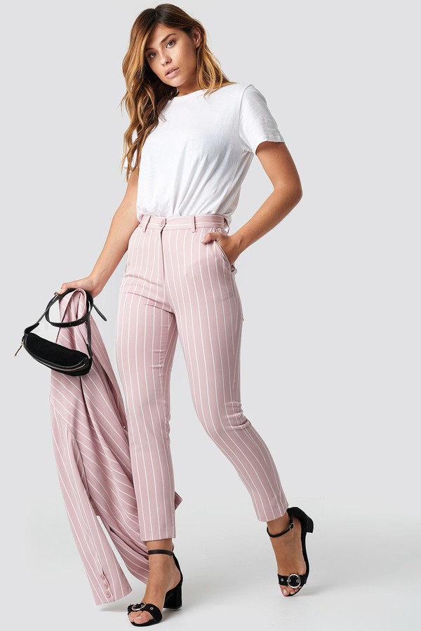 Pink Striped Suit Pants Stripe