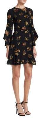 Cassidy Silk Ruffle Sleeve Mini Dress
