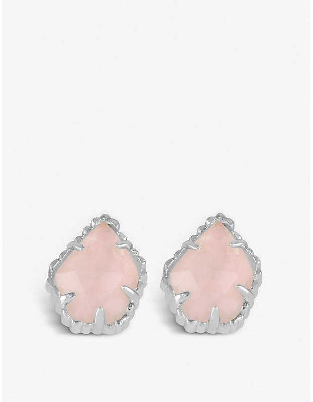 Tessa rhodium-plated and rose quartz earrings