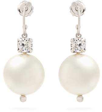 Faux-pearl and crystal drop earrings