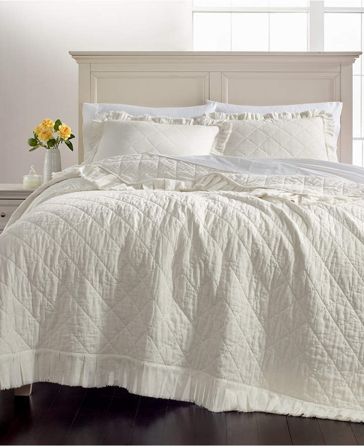 Martha Stewart Collection Linen-Cotton Ruffle Full/Queen Quilt, Created for Macy's