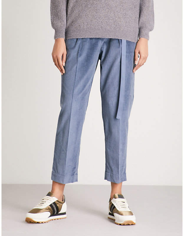 Straight cropped corduroy jogging bottoms