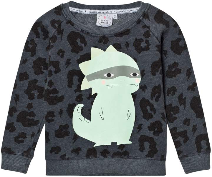 Scamp & Dude Navy Leopard Print Dinosaur Sweatshirt