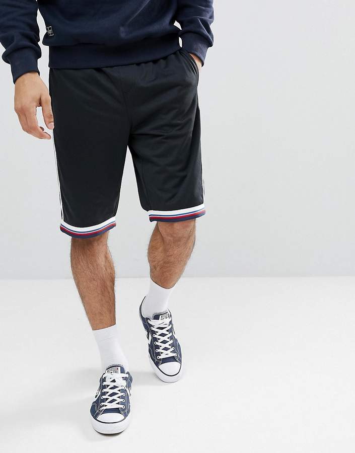 – Capsule – Schwarze Shorts aus Netzstoff mit Kordelzug und Zierband