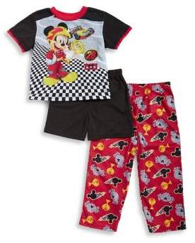 Little Boy's Three-Piece Racecar Mickey Pajama Set