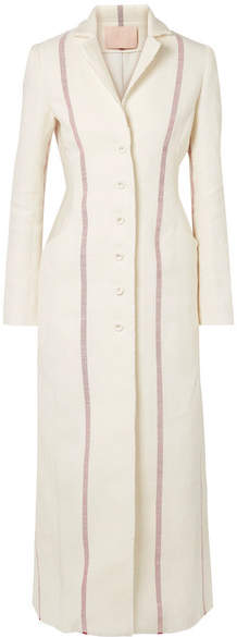 Carolyn Striped Linen Coat - Ivory