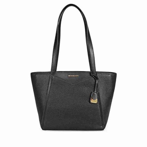 Michael Kors Small Whitney Pebbled Leather Tote- Black - BLACK - STYLE