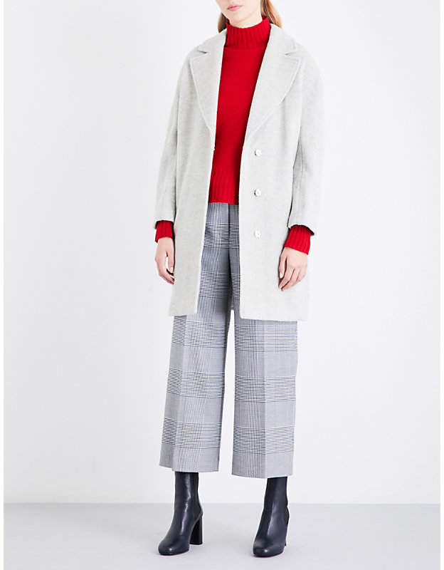 Ladies Grey Classic Dara Drawn Cocoon Coat