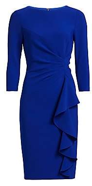 Teri Jon by Rickie Freeman Women's Crepe Side Ruffle Sheath Dress Teri Jon by Rickie Freeman Women's Crepe Side Ruffle Sheath Dress