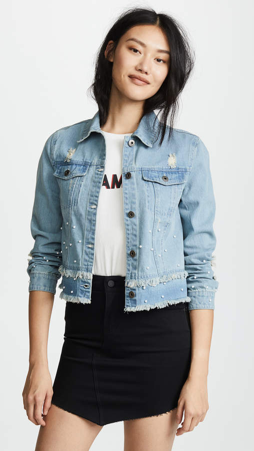 Eisley Denim Jacket with Imitation Pearls