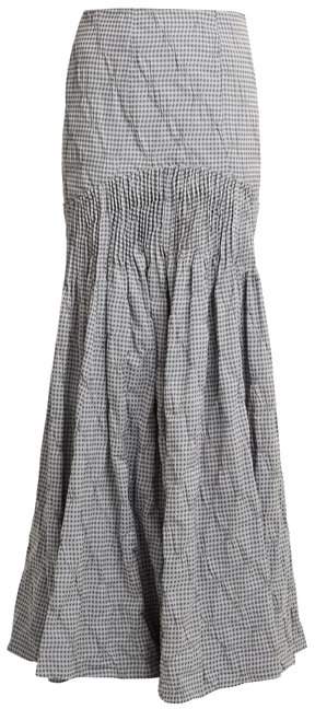 Smocked gingham maxi skirt