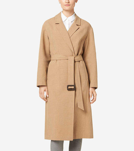Linen Wrap Maxi Coat