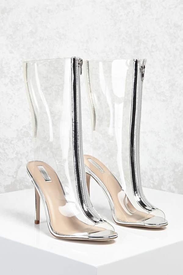  Zipped Clear Stiletto Boots