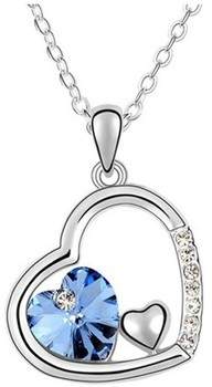 Blue Pearls Kettenanhänger Herz-Halskette mit blauen Swarovski Elements
